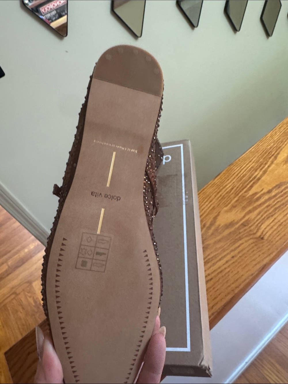 Dolce Vita Mid Brown Mesh Crystal Flats - Picture 4 of 7